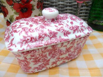 Lidded Butterdish In Pink Blossom Chintz Design, 5 of 8