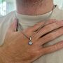 Gold Mini Blue Lace Agate Gemstone Pendant Necklace For Men, thumbnail 8 of 12