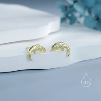 Sterling Silver Pangolin Stud Earrings, 4 of 12