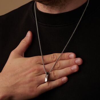 Silver Rectangle Custom Pendant Chain Necklace For Men And Women, 8 of 12