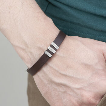 Personalised Men's Soho Tag Leather Bracelet, 3 of 10