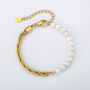 Half Gold Half Pearl Bracelet Chain For Men, thumbnail 6 of 6
