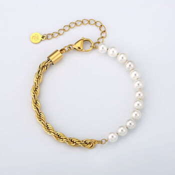 Half Gold Half Pearl Bracelet Chain For Men, 6 of 6