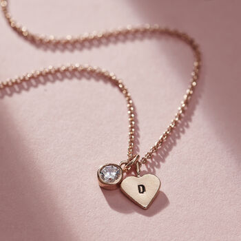 Birthstone And Initial Heart Charm Necklace, 4 of 9