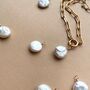 Freshwater Coin Pearl Paperclip Chain Necklace, thumbnail 2 of 8