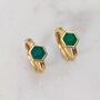 Green Onyx Tiny Hexagon Hoop Earrings 18ct Gold Plated, thumbnail 5 of 8