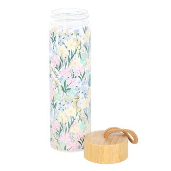 Ditsy Floral Print Glass And Bamboo Water Bottle, 2 of 2