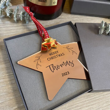 Personalised Rose Gold Star Christmas Dec 23, 2 of 12