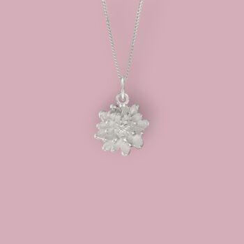 Tiny Chrysanthemum Necklace In Sterling Silver, 3 of 12
