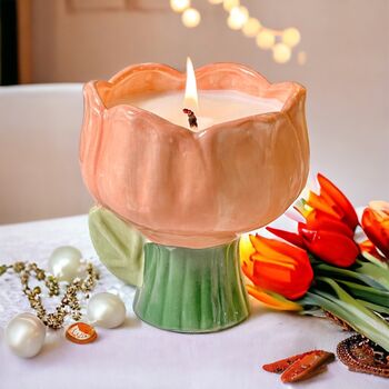 Luxury Ceramic Spring Tulip Candle, 2 of 9