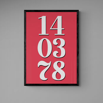 Personalised Custom Special Date Red Wall Art, 5 of 7