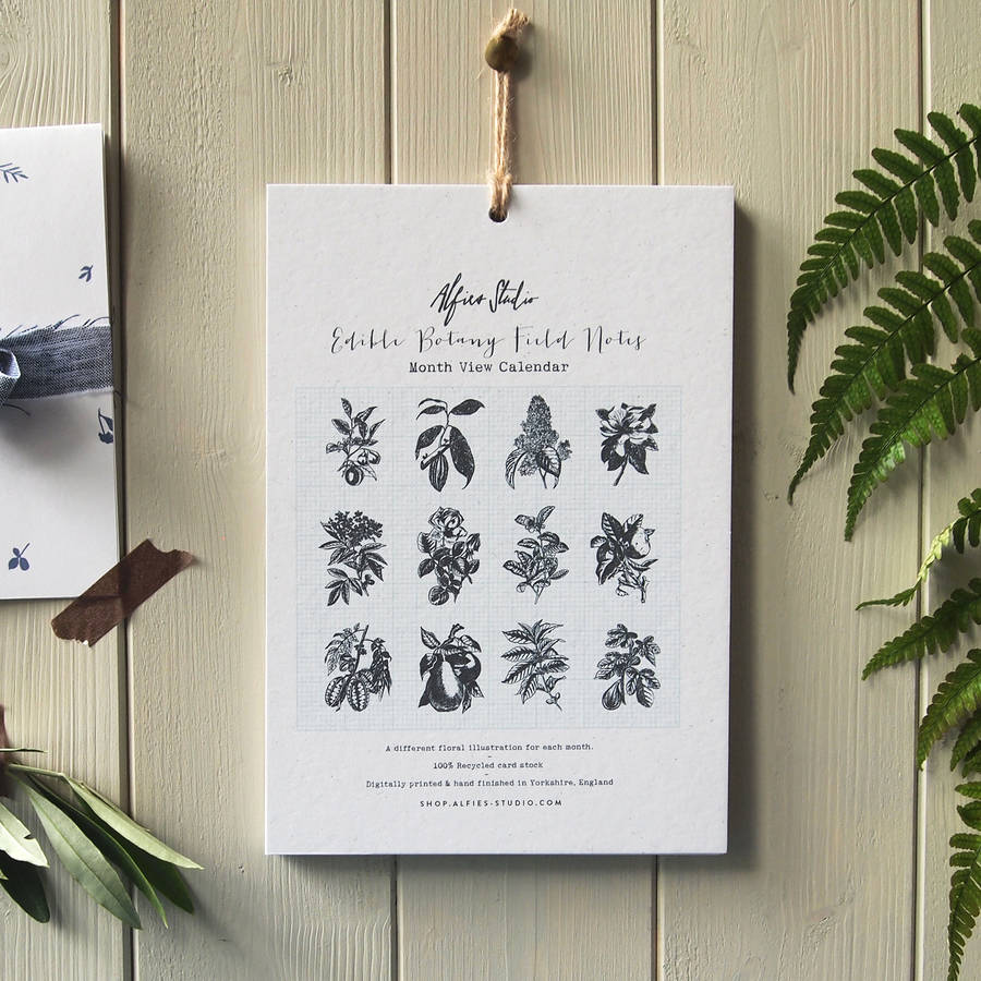 Edible Botany Field Notes Month View Calendar By Alfie's Studio