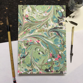 Personalised Hand Marbled Swirl Journal, 3 of 5