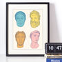 Ancient Male Portraits Illustrative Art Print, thumbnail 3 of 5