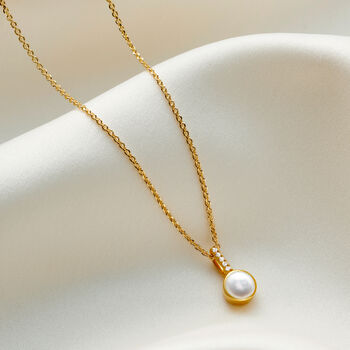 Pearl Birthstone 30th Wedding Anniversary Initial Necklace, 2 of 6