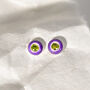 Sterling Silver Purple Enamel Cz Stud Earrings, thumbnail 3 of 7