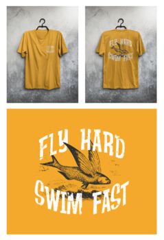 Hoy Fly Hard T Shirt Mustard, 5 of 5