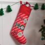Personalised Pink And Red Stripe Ho Ho Ho Christmas Stocking, thumbnail 1 of 2