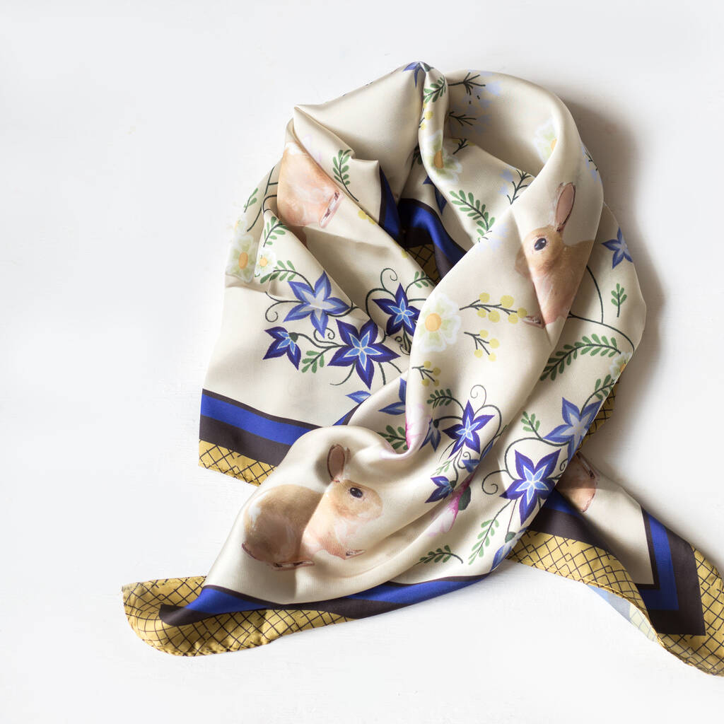 Vintage Print Rabbit Scarf By Home & Glory