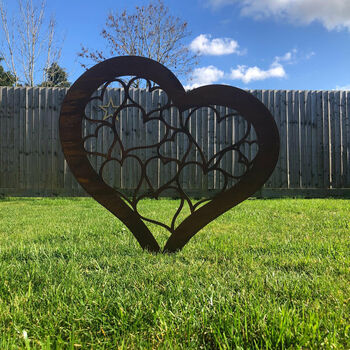 Rusted Metal Heart Garden Ornament Valentines Gift, 4 of 4