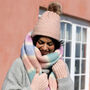 Pink Cable Knit Pom Pom Bobble Hat, thumbnail 6 of 8