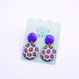 Lilac, Green And Orange, Leopard Print Drop Earrings, thumbnail 1 of 6