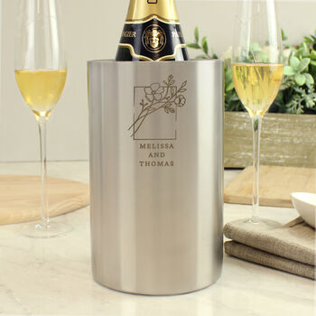 Personalised Floral Stainless Steel Wine Cooler, 3 of 5