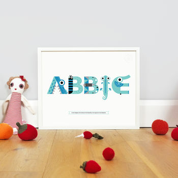 Personalised Animal Name Print, Blueberry, 2 of 4