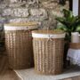 Bhodra Oval Seagrass Laundry Basket With Lid, thumbnail 2 of 5