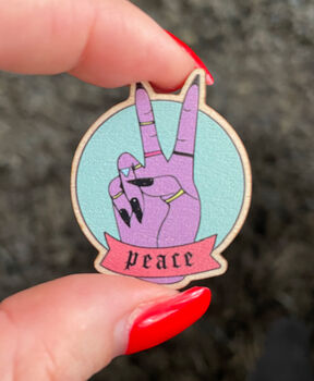 Wooden Peace Lapel Pin, Wooden Brooch, Eco Friendly, 3 of 6
