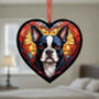 Boston Terrier Stained Glass Effect Heart Suncatcher, thumbnail 5 of 6