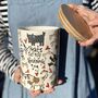 Hand Painted Dog Treat Canister With Bamboo Lid, thumbnail 2 of 3