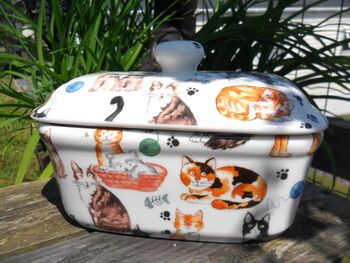 Lidded Butterdish In Cats And Kittens Design, 3 of 7