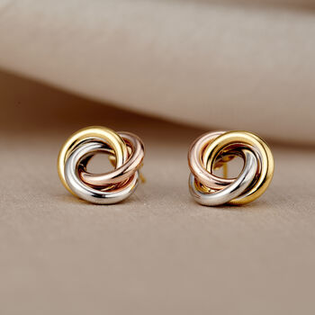 Mixed 9ct Gold Russian Ring Stud Earrings, 2 of 6