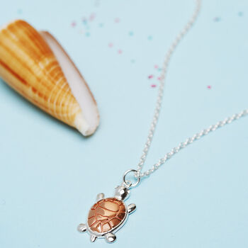 Turtle Swarovski Crystal Necklace 18ct Rose Gold Plated Eco 925 Silver, 2 of 4