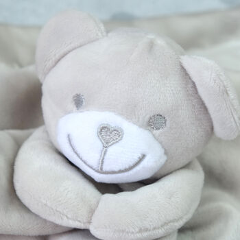 Personalised Grey Bear Comforter With Satin Back, 2 of 7