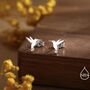 Hummingbird Stud Earrings In Sterling Silver, thumbnail 1 of 10