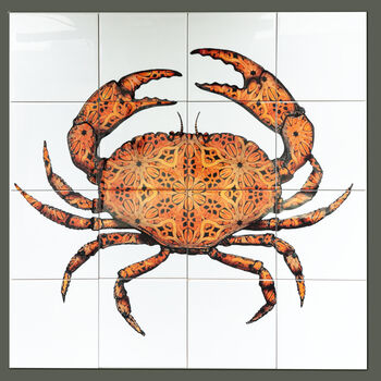 Crab Tile Mural Handprinted Ceramic Tile Set, 5 of 12