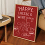 Happy Cheese And Wine Season Christmas Print, thumbnail 3 of 4