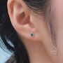 Sterling Silver Green Cz Bezel Internally Threaded Flat Back Earrings, thumbnail 5 of 10