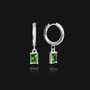 Emerald Pendant Hoop Earring 18k Silver Plated, thumbnail 2 of 3