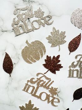 50 X Fall In Love Pumpkin, Leaf Confetti, Autumn Wedding, Table Decor, 2 of 6
