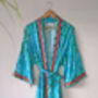 Emerald Long Kimono Dressing Gown | Organic Bamboo Robe, thumbnail 5 of 9