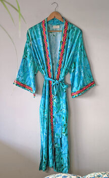 Emerald Long Kimono Dressing Gown | Organic Bamboo Robe, 5 of 9