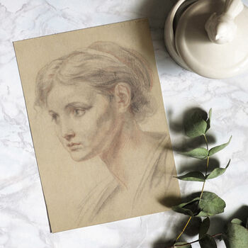 Light Academia Portrait Sketch Print Of A Young Woman, 9 of 12