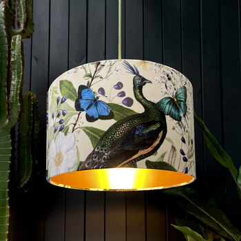 Parchment Mythical Plumes Lampshade With Gold Lining, 2 of 3