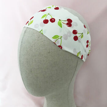 Summer Cherry Print Silk Anya Headband, 4 of 4