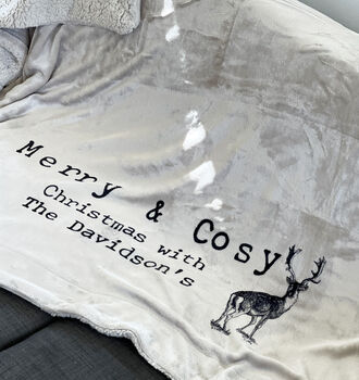 Merry And Cosy Personalised Family Christmas Blanket, 4 of 7