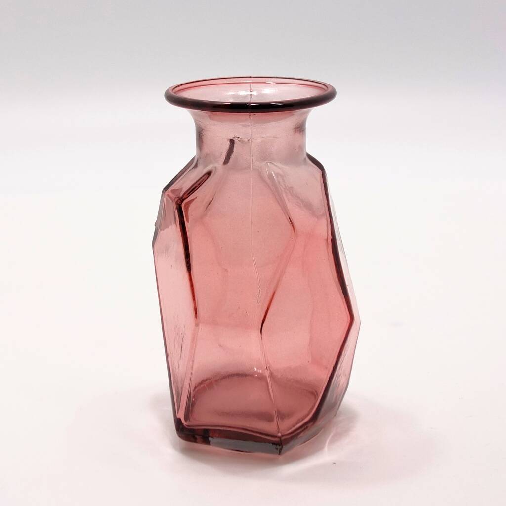 Recycled Glass Vase 16cm Faceted Six Colours By The Recycled Glassware Co