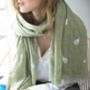 Personalised Fern Green Scarf With A Silver Leaf, thumbnail 1 of 4